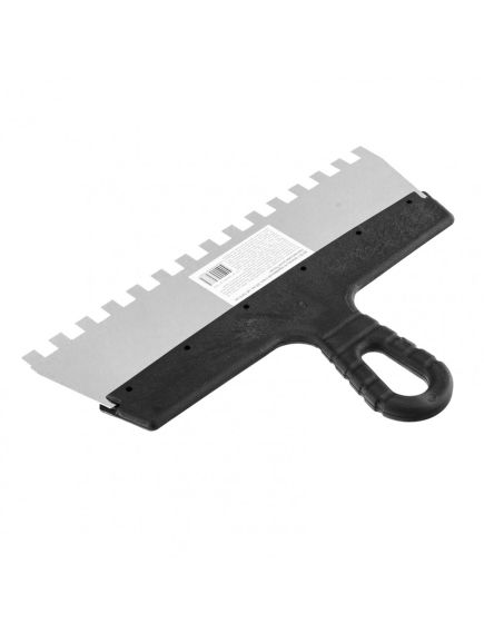 Шпатель из нержавеющей стали 300 мм зуб 10 х 10 мм пластмассовая ручка SPARTA 85130, фото , изображение 3 - Метэкс