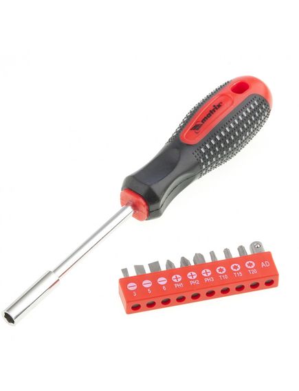 Отвертка с набором бит 11 предметов MATRIX 11453, фото , изображение 2 - Метэкс