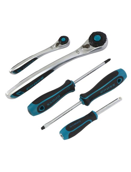 Набор инструментов 1/2", 1/4" 78 предметов 120 зубьев GROSS 14148, фото , изображение 9 - Метэкс