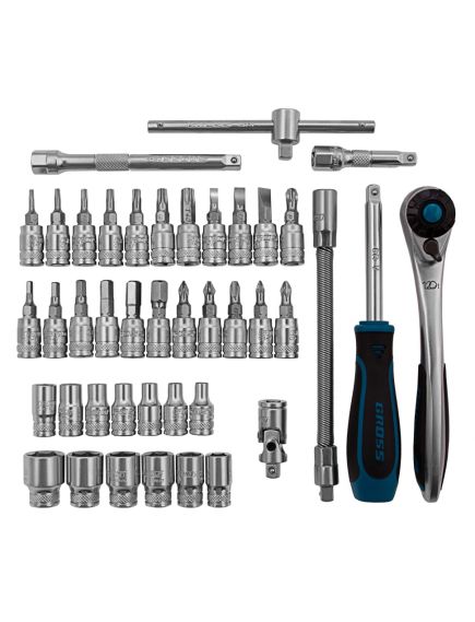 Набор инструментов 1/4" 42 предмета 120 зубьев GROSS 14146, фото , изображение 4 - Метэкс