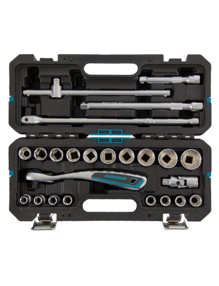 Набор инструментов 1/2" 24 предмета 120 зубьев GROSS 14147, фото , изображение 3 - Метэкс