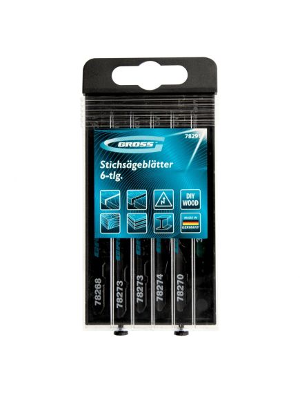 Лобзиковые пилки набор по дереву (6 шт) пластиковый кейс GROSS 78291, фото , изображение 2 - Метэкс