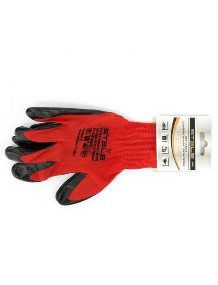 Перчатки полиэфирные с черным нитрильным покрытием маслобензостойкие р L STELS 67870, фото , изображение 2 - Метэкс