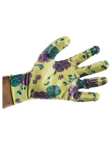 Перчатки садовые с прозрачным нитриловым покрытием L-XL зеленые GRINDA 11295-XL, фото , изображение 3 - Метэкс