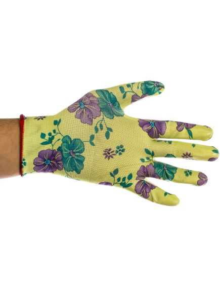 Перчатки садовые с прозрачным нитриловым покрытием зеленые р. S-M GRINDA 11295-S, фото , изображение 2 - Метэкс