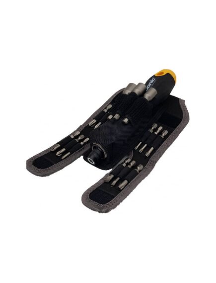 Отвертка реверсивная 16 шт с набором бит в чехле Ergonic FELO 06071604, фото , изображение 3 - Метэкс