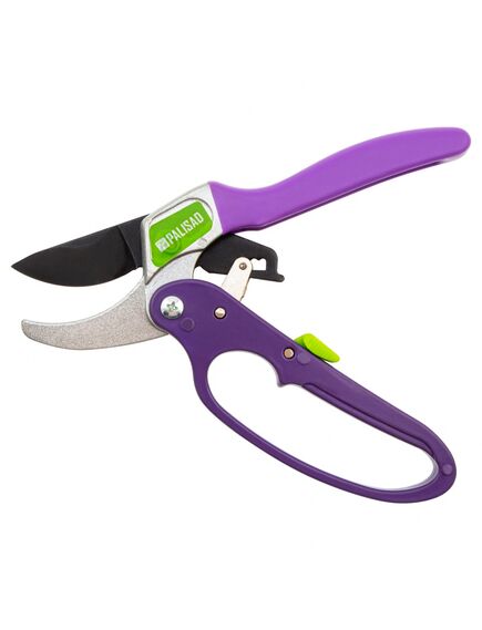 Секатор 200 мм прямой рез храповой механизм металлические обрезиненные рукоятки PALISAD 60488, фото , изображение 3 - Метэкс