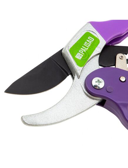 Секатор 200 мм прямой рез храповой механизм металлические обрезиненные рукоятки PALISAD 60488, фото , изображение 4 - Метэкс