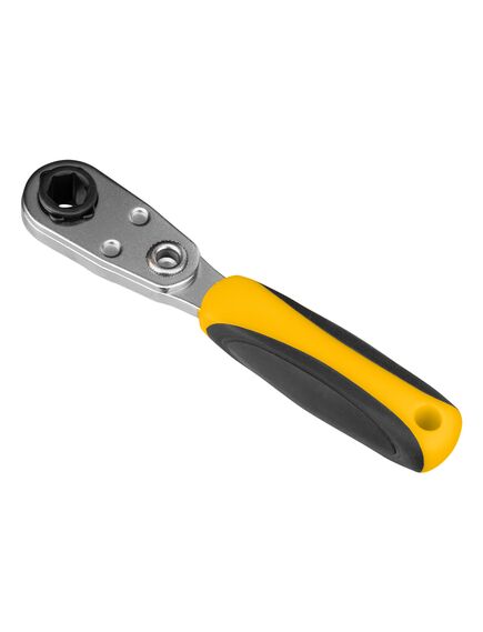 Ключ трещоточный 1/4" 90мм 52 зуба, адаптер для торцевых головок DENZEL 11633, фото , изображение 3 - Метэкс