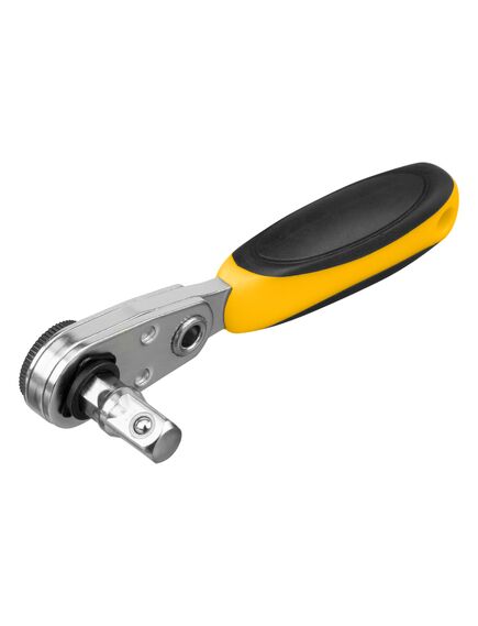 Ключ трещоточный 1/4" 90мм 52 зуба, адаптер для торцевых головок DENZEL 11633, фото , изображение 4 - Метэкс