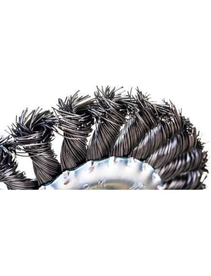 Щетка для УШМ 125 мм посадка 22,2 мм плоская крученая металлическая проволока СИБРТЕХ 746327, фото , изображение 4 - Метэкс