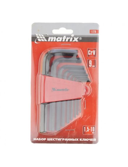 Набор ключей имбусовых 1,5-10 мм HEX 9 шт MATRIX 11226, фото , изображение 4 - Метэкс