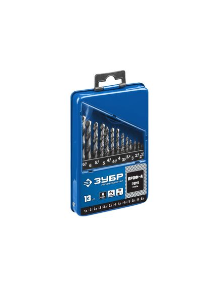 Набор сверл по металлу 1,5-6,5 мм (13 шт) Р6М5 ЗУБР 29625-H13, фото , изображение 3 - Метэкс