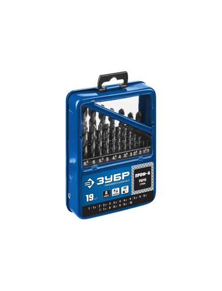 Набор сверл по металлу 1-10 мм (19 шт) Р6М5 ЗУБР 29625-H19, фото , изображение 3 - Метэкс