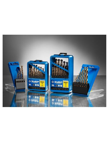 Набор сверл по металлу 1-10 мм (19 шт) Р6М5К5 КОБАЛЬТ ЗУБР 29626-H19, фото , изображение 4 - Метэкс