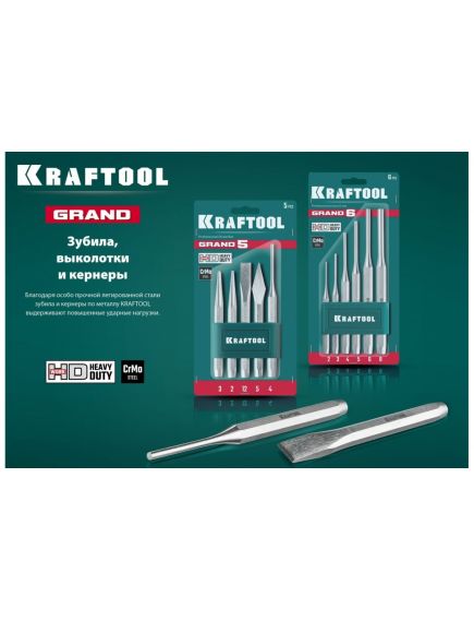 Выколотка набор 6 предметов Grand-6 KRAFTOOL 21075-H6, фото , изображение 3 - Метэкс