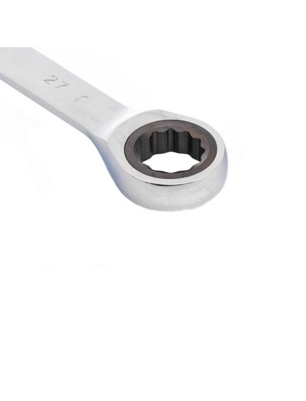 Ключ комбинированный трещоточный 27 мм зеркальный хром MATRIX 14816, фото , изображение 3 - Метэкс