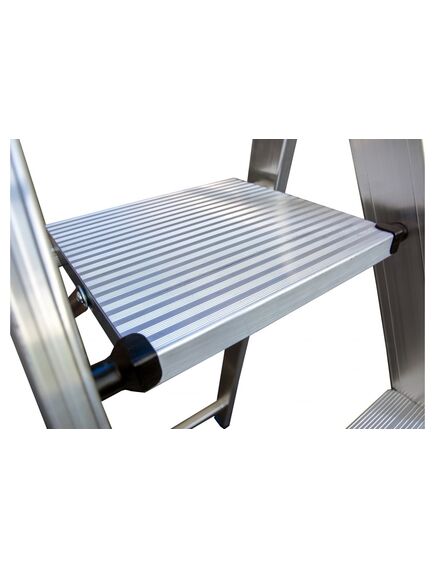 Стремянка 4 ступени алюминиевая с органайзером STABILO KRAUSE 124517, фото , изображение 4 - Метэкс