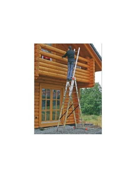 Лестница 3 х 14 ступеней алюминиевая трехсекционная длина 9,9 м TRIBILO KRAUSE 120960, фото , изображение 2 - Метэкс