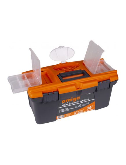 Ящик для инструмента 16" 410 х 220 х 195 мм пластик AMIGO 74790, фото , изображение 3 - Метэкс