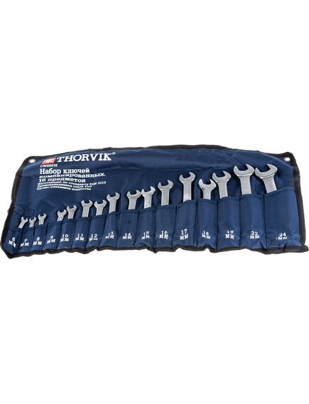 Набор ключей комбинированных 6-24 мм 16 шт THORVIK CWS0016, фото , изображение 3 - Метэкс