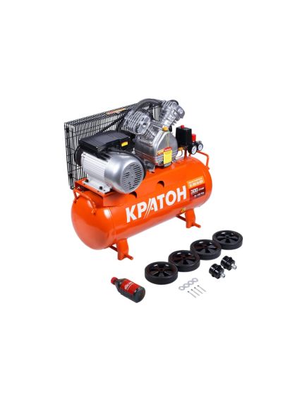 Компрессор ременной масляный (1,8 кВт, 300л/мин, 50л, 220В) КРАТОН AC-300-50-BDV (30101038), фото , изображение 3 - Метэкс