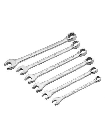 Набор ключей комбинированных 8 - 17 мм 6 шт матовый хром MATRIX 15404, фото , изображение 2 - Метэкс