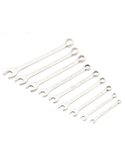 Набор ключей комбинированных 6 - 22 мм 9 шт матовый хром MATRIX 15410, фото , изображение 2 - Метэкс