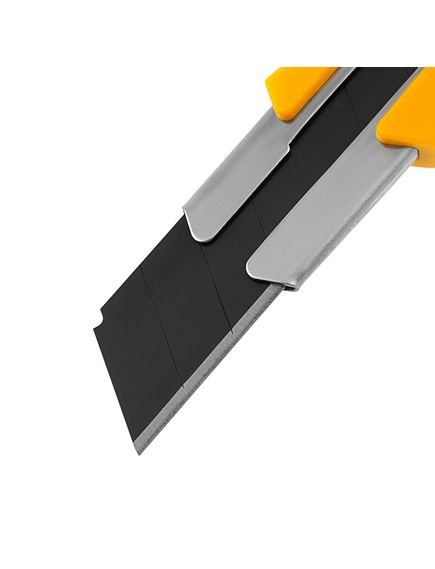 Нож 25 мм сменное лезвие SK4 корпус из TPR винтовой фиксатор DENZEL 78945, фото , изображение 4 - Метэкс