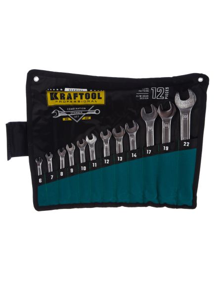 Набор ключей комбинированных 6-22 мм 12 шт KRAFTOOL 27079-H12Е, фото , изображение 2 - Метэкс