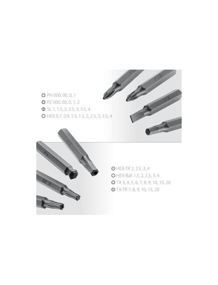 Отвертка для точных работ со сменными битами 51 предмет KRAFTOOL 25691, фото , изображение 6 - Метэкс