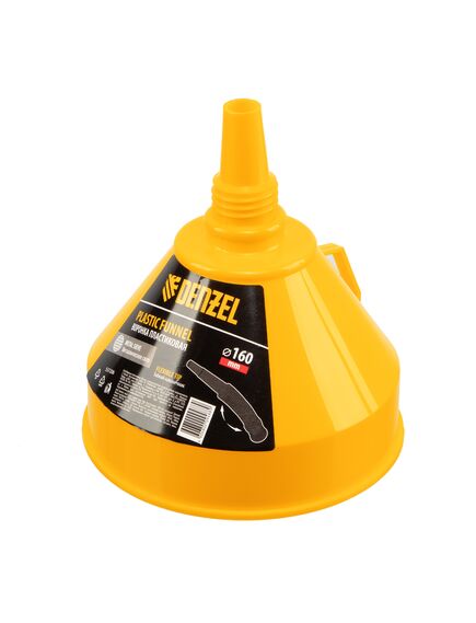 Воронка пластиковая 160 мм с металлическим ситом и гибким наконечником DENZEL 537206, фото , изображение 3 - Метэкс