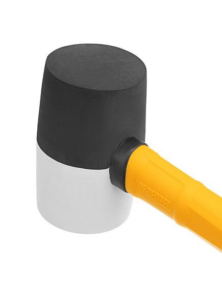 Киянка резиновая 225 г черно-белая резина фибергласовая рукоятка c TPR покрытием DENZEL 11101, фото , изображение 3 - Метэкс