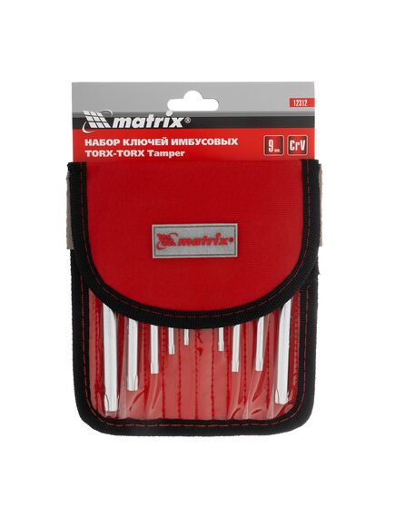 Набор ключей имбусовых TORX T10-T50 9 шт короткие чехол MATRIX 12312, фото , изображение 7 - Метэкс