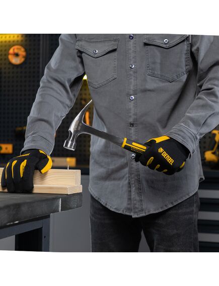 Молоток-гвоздодер 560 г цельнометаллический двухкомпонентная рукоятка DENZEL 10424, фото , изображение 9 - Метэкс